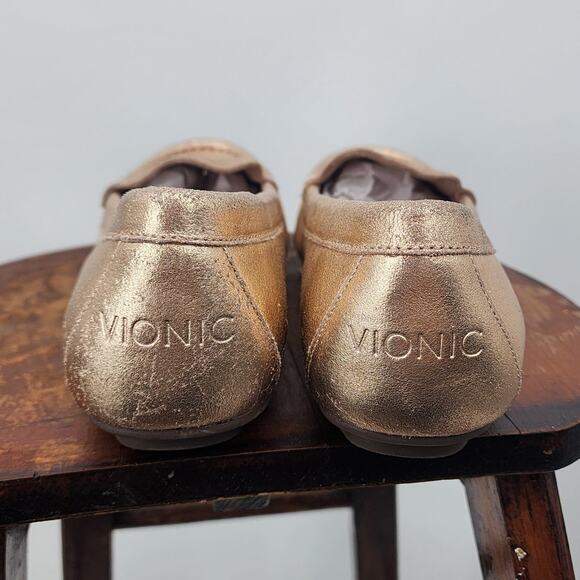 Vionic Debbie Driver Moccasin Flats Orthotic Arch Support Gold Size 8.5 - Picture 4 of 7